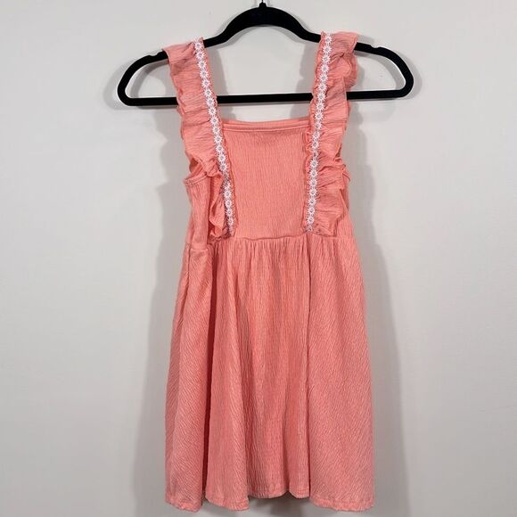 Btween Peach Spring Easter Sunday Best Lined Daisy Floral Girls Dress Size 8 - Picture 2 of 7